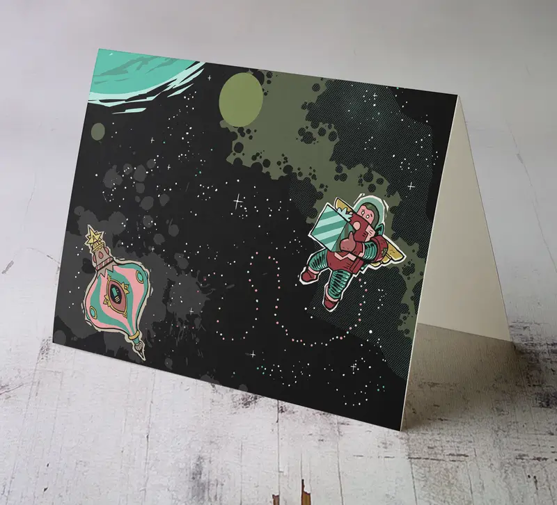 Lonely Astronaut Illustrated Greeting Card 1