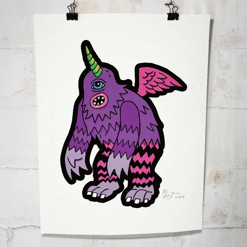 Purple People Eater Fun Design Sticker 1