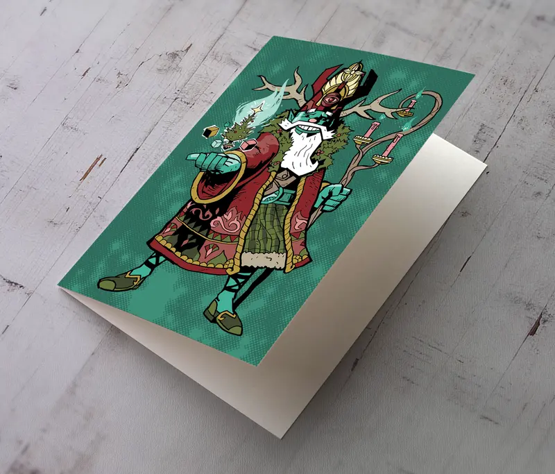 Santa God Holiday Greeting Card 1