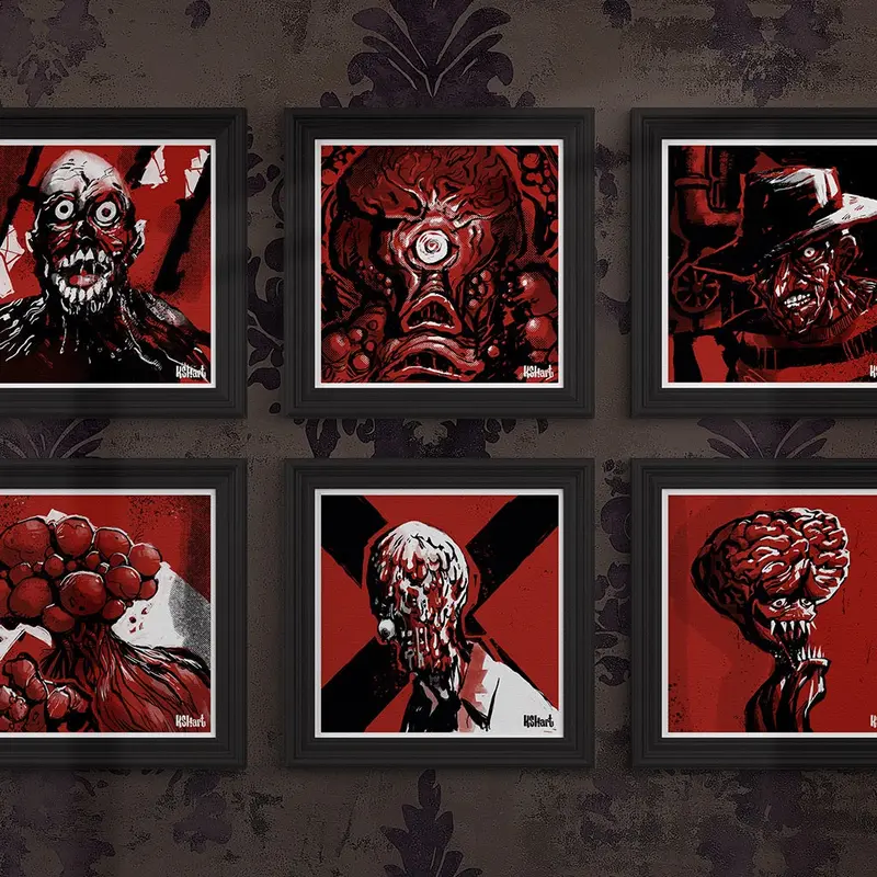 Solo Monster Portrait Art Print – Black, White & Red Theme 1